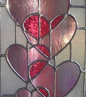 pink, stained glass and hearts