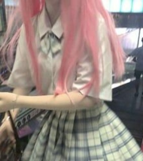 aesthetic, pink hair and school girls