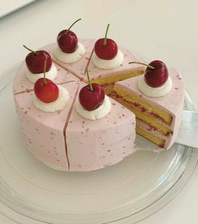 white, pink and cherries