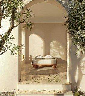 white, bed and decor