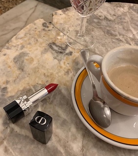 coffee, lipstick and dior