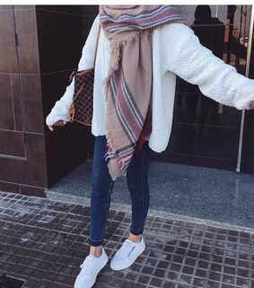 blanc, hijab and jeans