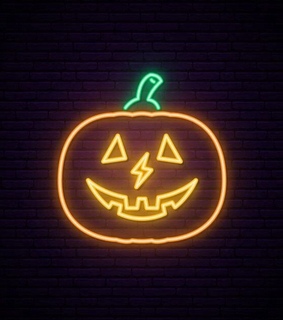 happy, halloween and neon