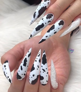 nail inspo, pretty hands and cow print
