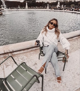 earrings, jeans and beautiful view