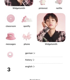 pink and white, bts and icons