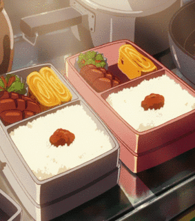 food, obento and anime meat